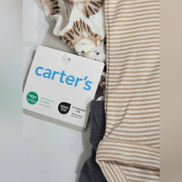 Carter's 3 Piece Tan And Cream Lion Themed Matching Set Size Infant 0-3 Month - Picture 6 of 7